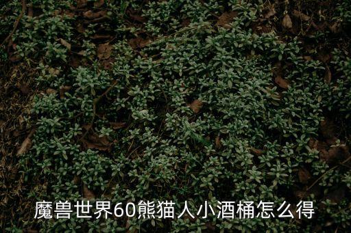 魔獸世界60熊貓人小酒桶怎么得