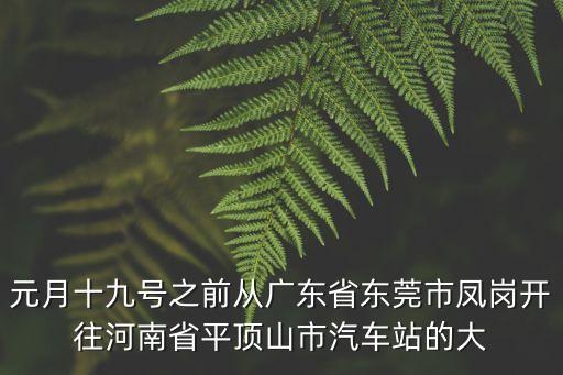 東莞到平頂山客車，東莞到平頂山的大巴