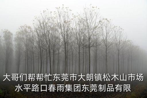 大哥們幫幫忙東莞市大朗鎮松木山市場水平路口春雨集團東莞制品有限