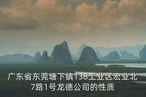 廣東省東莞塘下鎮138工業區宏業北7路1號龍德公司的性質