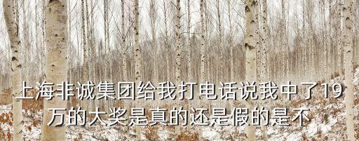 上海非誠集團給我打電話說我中了19萬的大獎是真的還是假的是不