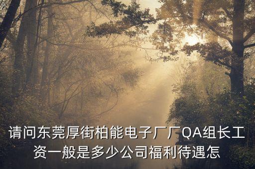 東莞招聘驗布qa，請問東莞厚街柏能電子廠廠QA組長工資一般是多少公司福利待遇怎
