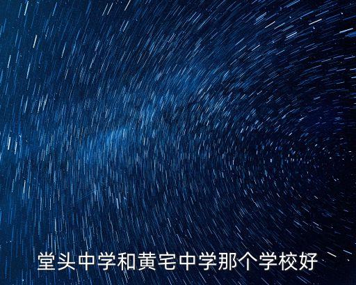 堂頭中學和黃宅中學那個學校好