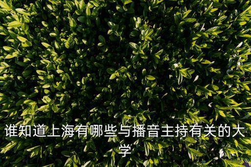 誰知道上海有哪些與播音主持有關的大學
