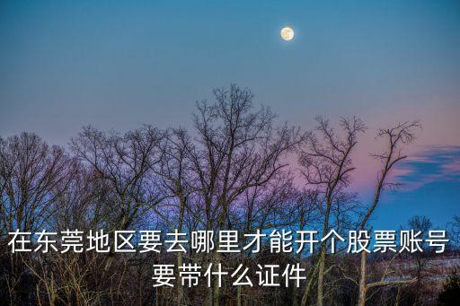 在東莞地區要去哪里才能開個股票賬號要帶什么證件