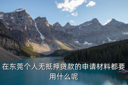 東莞私人無抵押借款，在東莞個人無抵押貸款的申請材料都要用什么呢