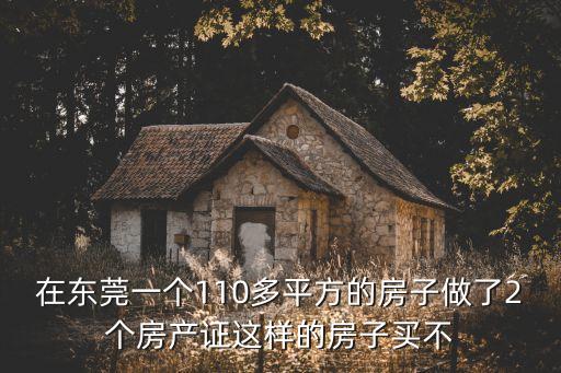 在東莞一個110多平方的房子做了2個房產證這樣的房子買不