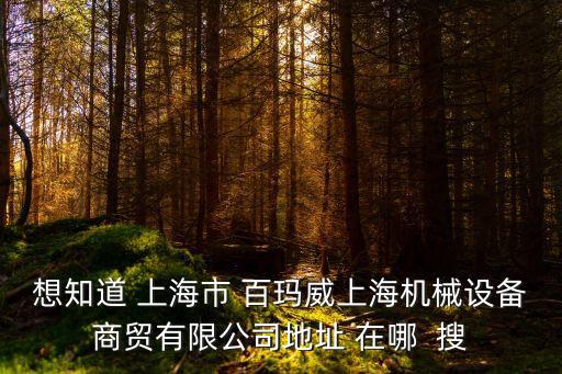 想知道 上海市 百瑪威上海機械設備商貿有限公司地址 在哪  搜