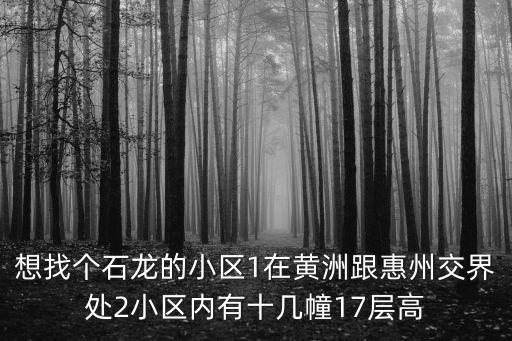 想找個石龍的小區1在黃洲跟惠州交界處2小區內有十幾幢17層高