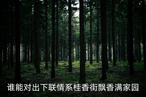 誰能對出下聯情系桂香街飄香滿家園