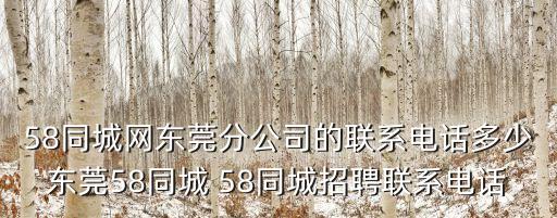 58同城網(wǎng)東莞分公司的聯(lián)系電話多少東莞58同城 58同城招聘聯(lián)系電話