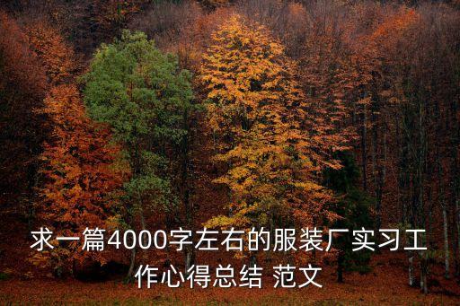 求一篇4000字左右的服裝廠實(shí)習(xí)工作心得總結(jié) 范文