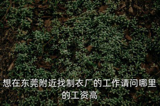 想在東莞附近找制衣廠的工作請問哪里的工資高