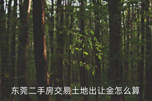東莞二手房交易土地出讓金怎么算