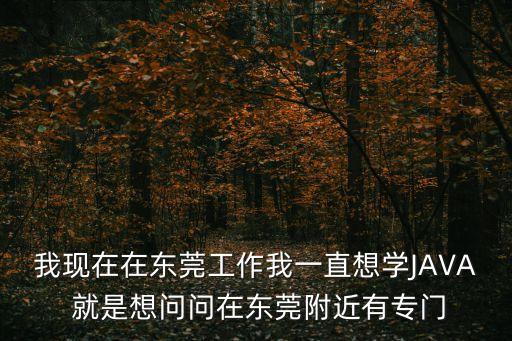 我現在在東莞工作我一直想學JAVA 就是想問問在東莞附近有專門