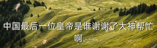 中國最后一位皇帝是誰謝謝了大神幫忙啊
