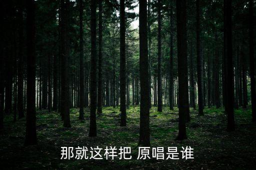 那就這樣吧原唱，那就這樣把 原唱是誰
