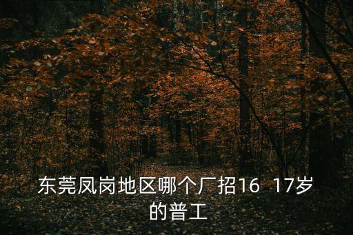 東莞市鳳崗鎮茂盛廠，東莞鳳崗地區哪個廠招16  17歲 的普工