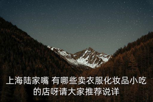 上海陸家嘴 有哪些賣衣服化妝品小吃的店呀請大家推薦說詳