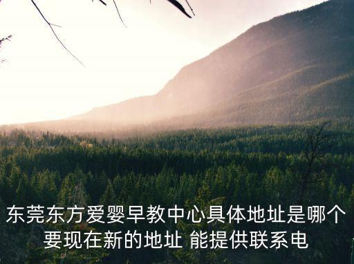 東莞東方愛嬰早教中心具體地址是哪個(gè)要現(xiàn)在新的地址 能提供聯(lián)系電