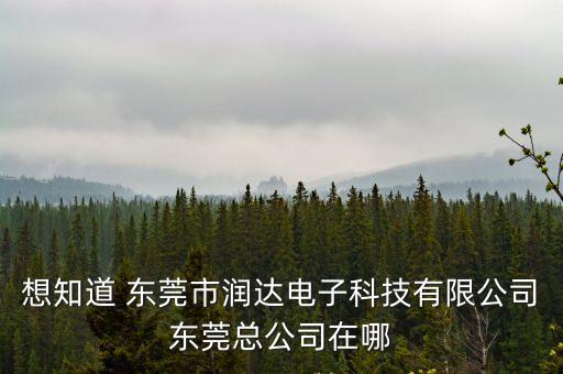 想知道 東莞市潤(rùn)達(dá)電子科技有限公司東莞總公司在哪