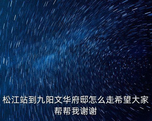 松江站到九陽文華府邸怎么走希望大家幫幫我謝謝