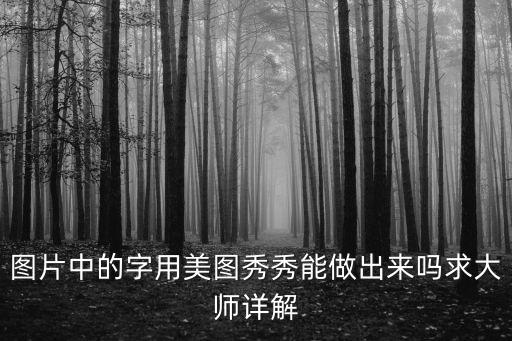 圖片中的字用美圖秀秀能做出來嗎求大師詳解