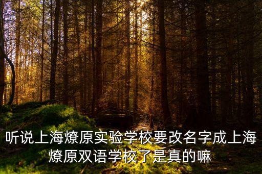 聽說上海燎原實驗學校要改名字成上海燎原雙語學校了是真的嘛