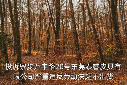 投訴寮步萬豐路20號東莞泰睿皮具有限公司嚴重違反勞動法趕不出貨