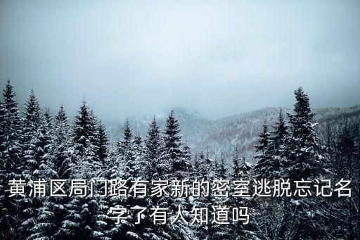黃浦區局門路有家新的密室逃脫忘記名字了有人知道嗎