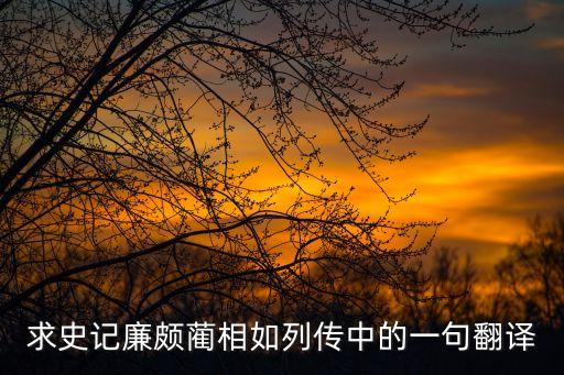求史記廉頗藺相如列傳中的一句翻譯