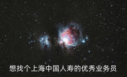 想找個上海中國人壽的優秀業務員