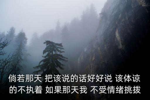 倘若那天把該說的話好好說，倘若那天 把該說的話好好說 該體諒的不執著 如果那天我 不受情緒挑撥