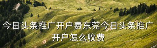 東莞今日頭條推廣，今日頭條推廣開戶費東莞今日頭條推廣開戶怎么收費
