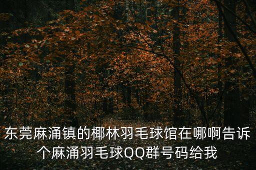 東莞麻涌椰林山莊足遼，東莞麻涌鎮的椰林羽毛球館在哪啊告訴個麻涌羽毛球QQ群號碼給我