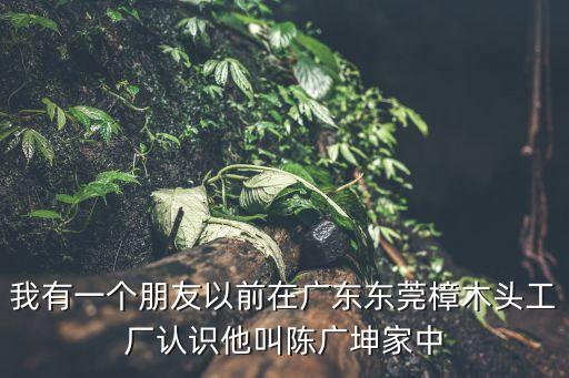東莞陳廣坤，我有一個朋友以前在廣東東莞樟木頭工廠認識他叫陳廣坤家中