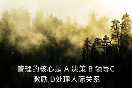 管理的核心是 A 決策 B 領(lǐng)導(dǎo)C 激勵 D處理人際關(guān)系