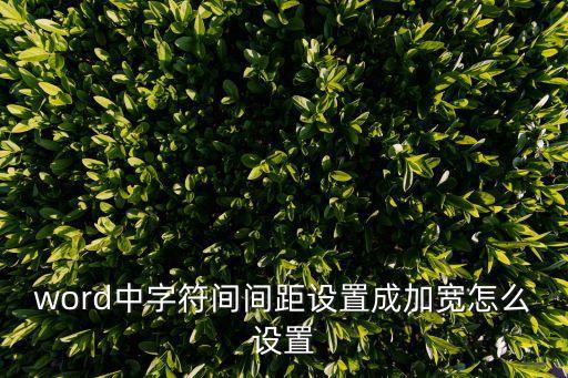 word中字符間間距設置成加寬怎么設置