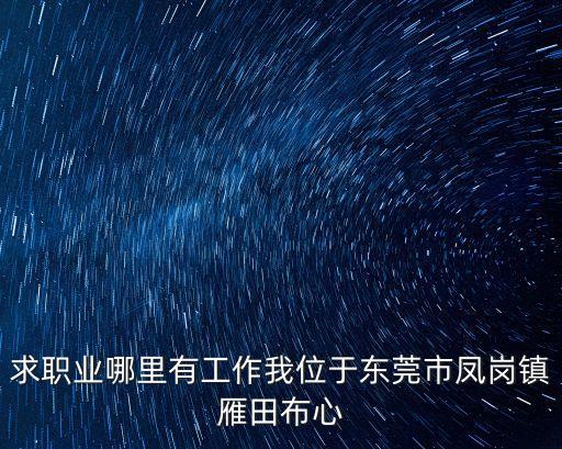 求職業哪里有工作我位于東莞市鳳崗鎮雁田布心