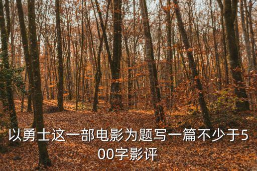 勇士觀后感，以勇士這一部電影為題寫一篇不少于500字影評