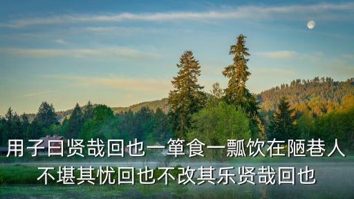 用子曰賢哉回也一簞食一瓢飲在陋巷人不堪其憂回也不改其樂賢哉回也