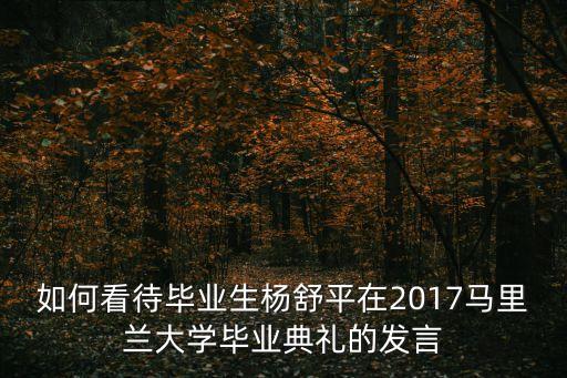 楊舒平，如何看待畢業生楊舒平在2017馬里蘭大學畢業典禮的發言