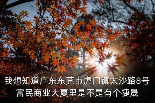 我想知道廣東東莞市虎門鎮太沙路8號富民商業大夏里是不是有個捷晟