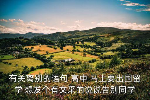 有關(guān)離別的語句 高中 馬上要出國留學(xué) 想發(fā)個(gè)有文采的說說告別同學(xué)