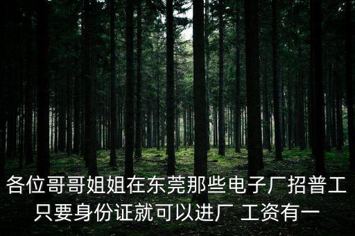 各位哥哥姐姐在東莞那些電子廠招普工只要身份證就可以進(jìn)廠 工資有一