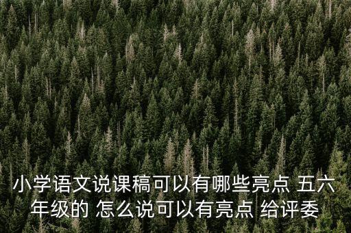 小學(xué)語文說課稿可以有哪些亮點(diǎn) 五六年級(jí)的 怎么說可以有亮點(diǎn) 給評(píng)委
