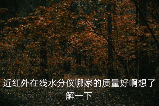 近紅外在線水分儀哪家的質量好啊想了解一下