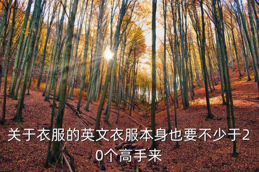 關于衣服的英文衣服本身也要不少于20個高手來