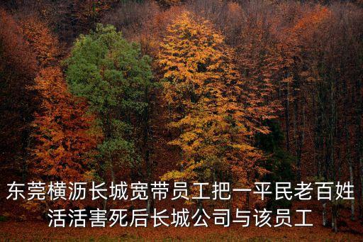 東莞胡百萬案件，東莞橫瀝長城寬帶員工把一平民老百姓活活害死后長城公司與該員工