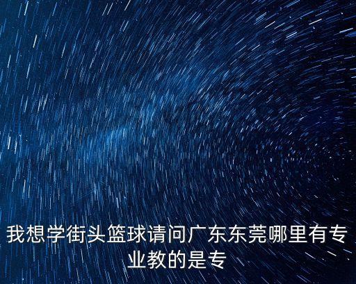 我想學(xué)街頭籃球請問廣東東莞哪里有專業(yè)教的是專